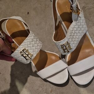 Tommy Hilfiger White Woven Heels